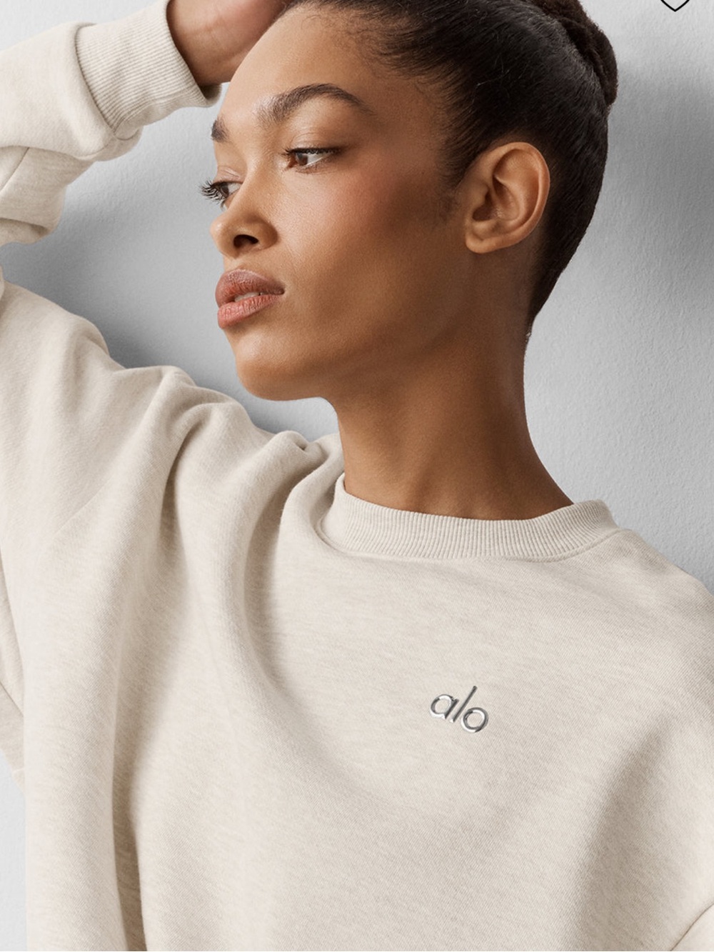 ALO yoga Accolade Crewneck Sweatshirt in Oatmeal Heather Large